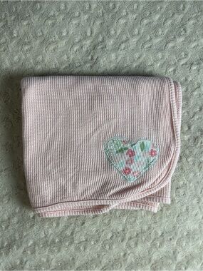 Just Born Pink Heart Baby Blanket Thermal Waffle Weave Floral Flower